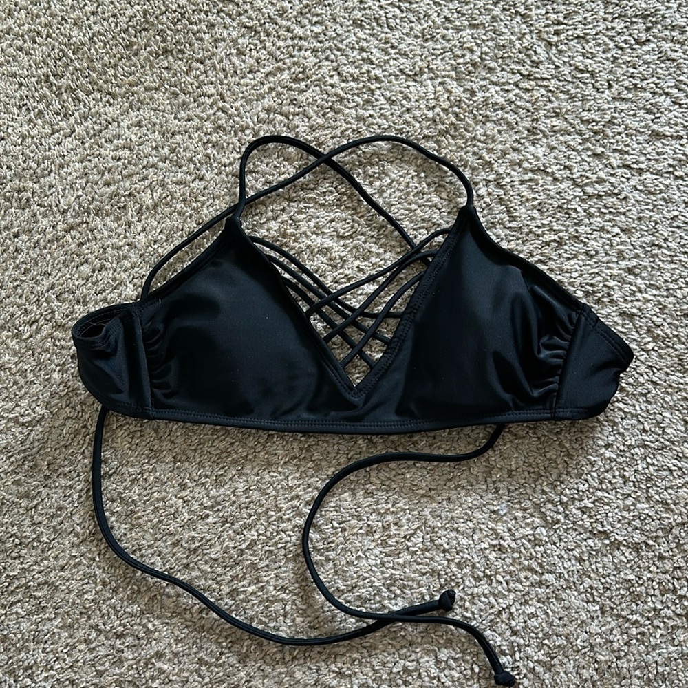Lace Front Black Bikini Top